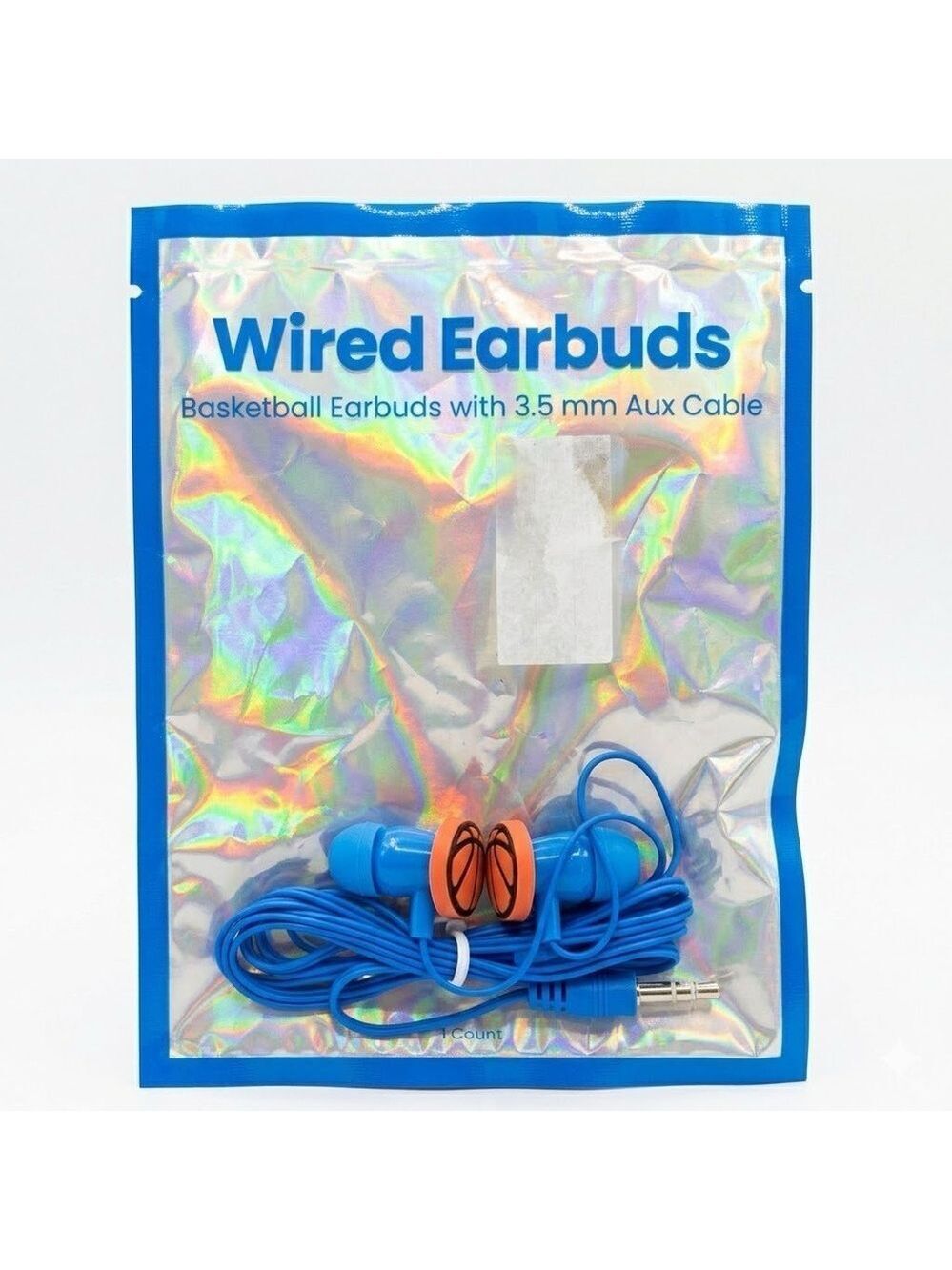 NIB Basketball Wired Earbuds w/ 3.5mm Aux - Fun Figural Charm!